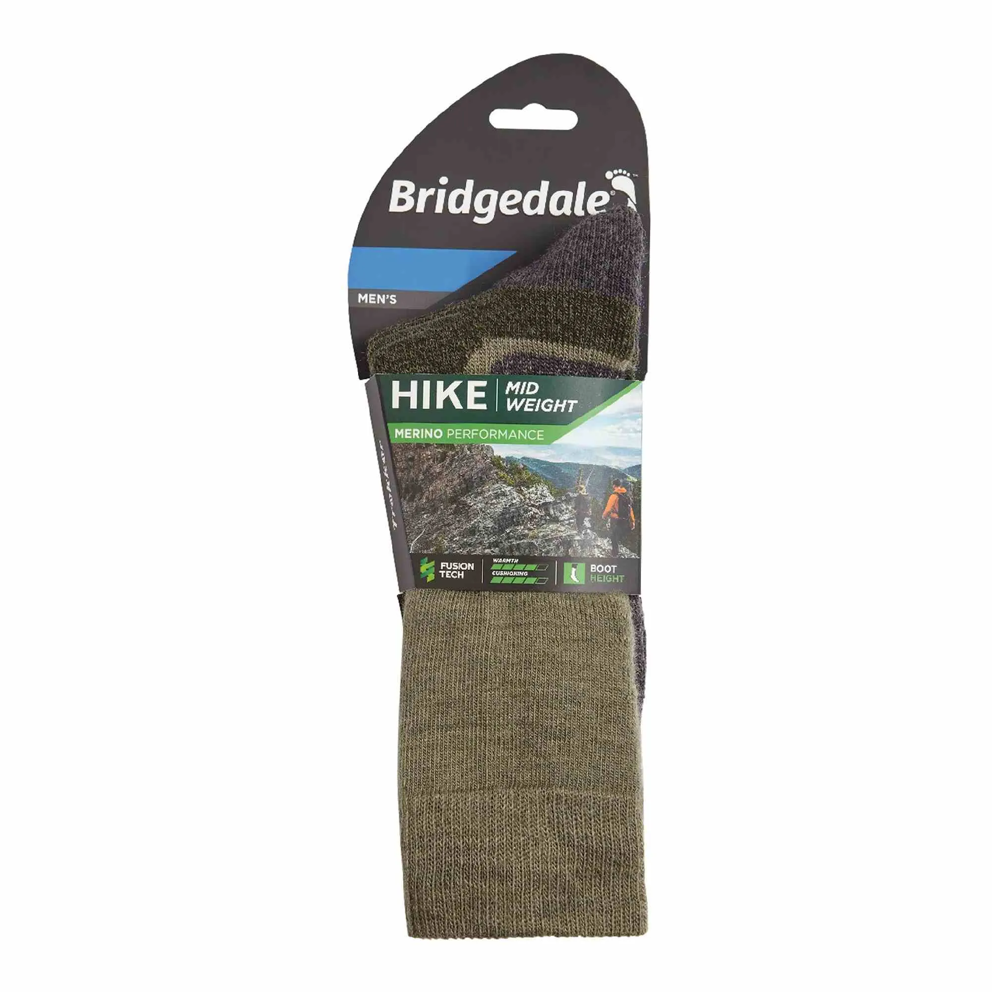 1 Pack Mens Hiking Midweight Merino Wool Boot Socks