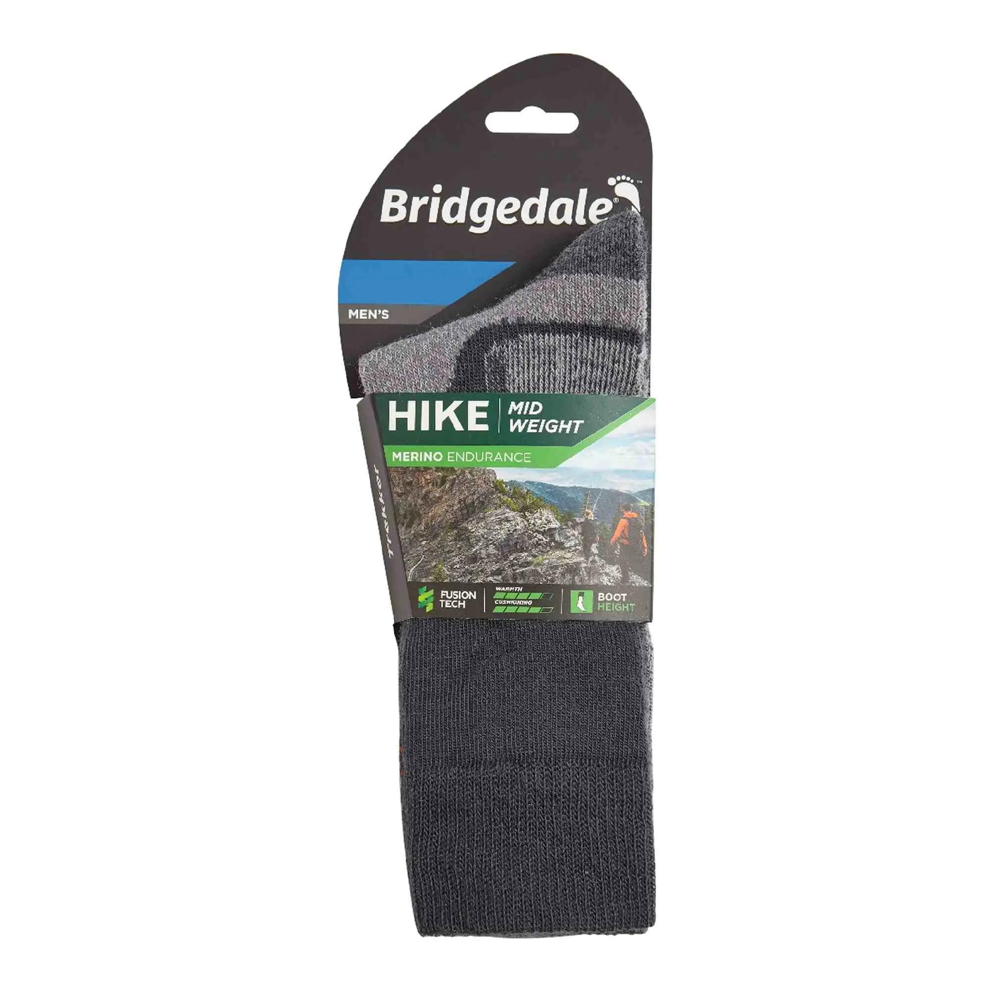 1 Pack Mens Hiking Midweight Merino Wool Boot Socks