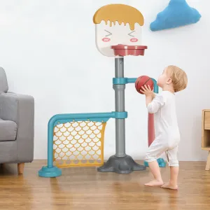 2-in-1 Kids Basketball Stand | Adjustable Rubber Football Goal Smooth Roller | 3 Years 