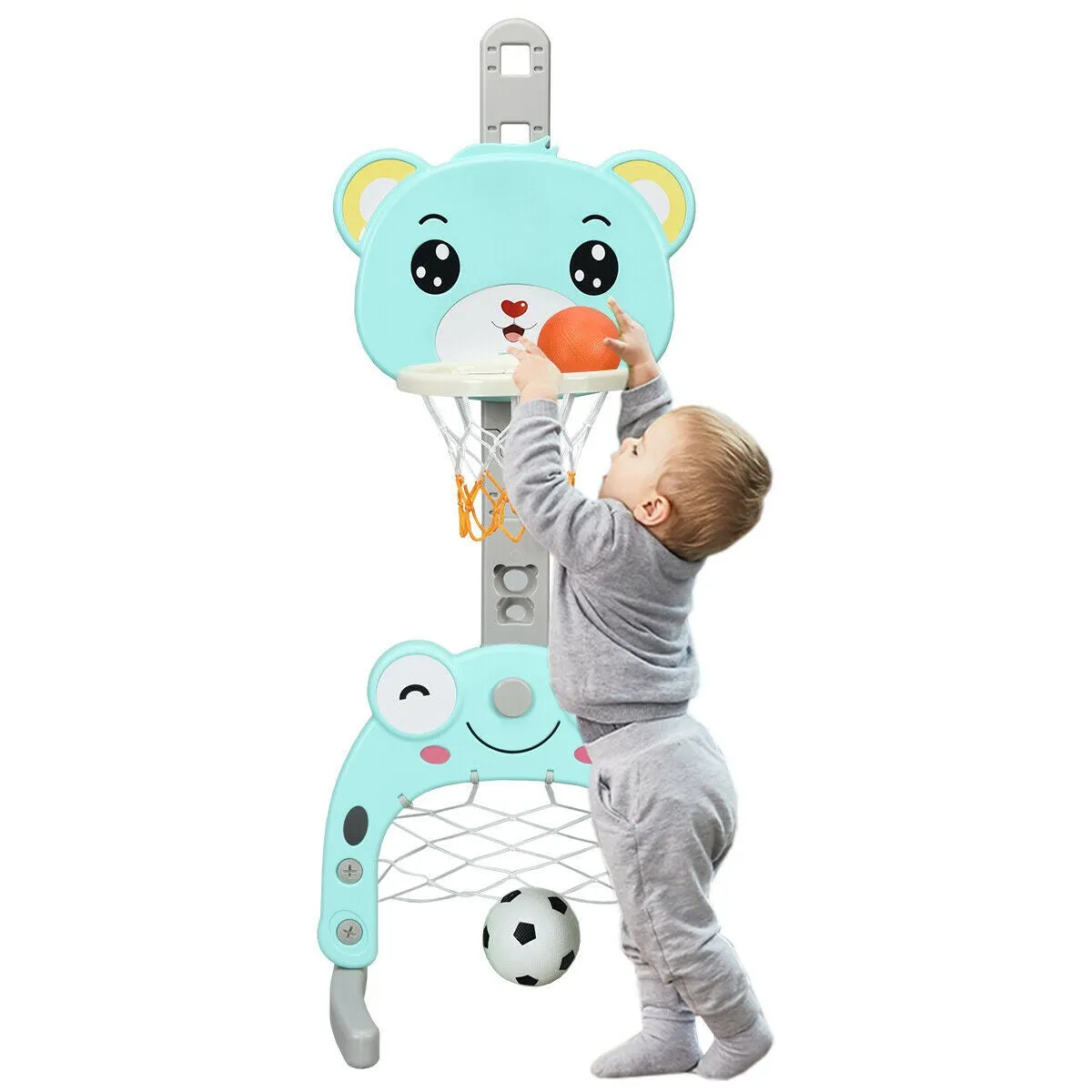 3-in-1 Basketball Hoop Toddlers | Football Net | Ring Toss inc. Accessories | 3 Years 