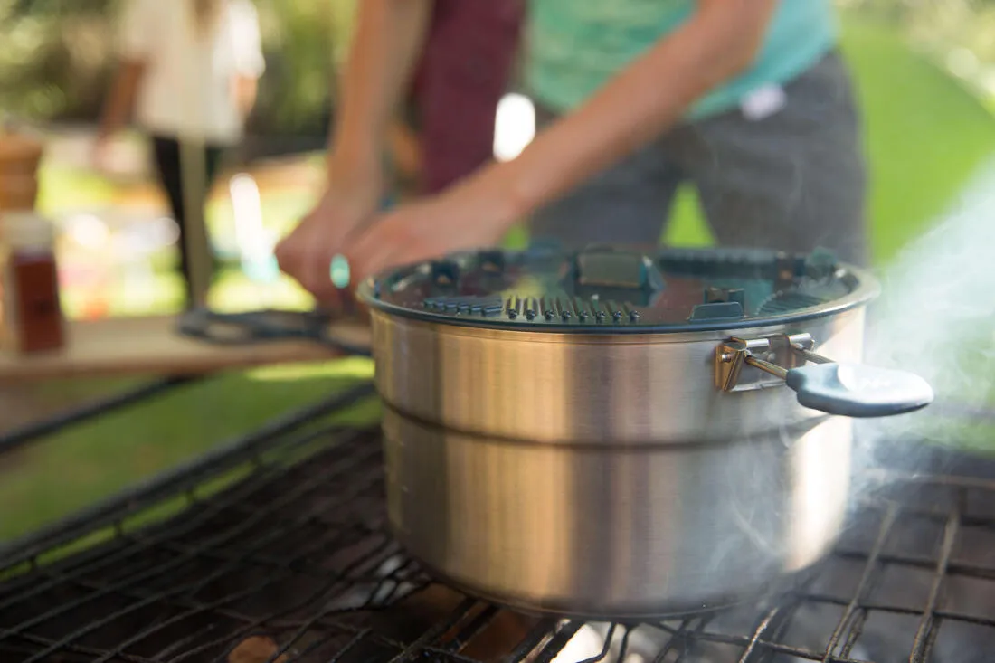4-person stainless steel   non-stick camping cookset