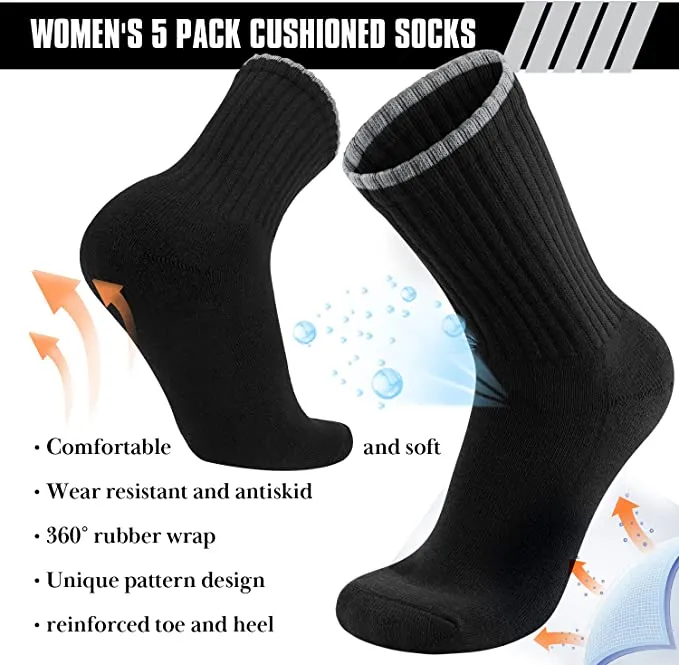 5-Pairs Plain Women's Hiking Walking Socks | ACTINPUT