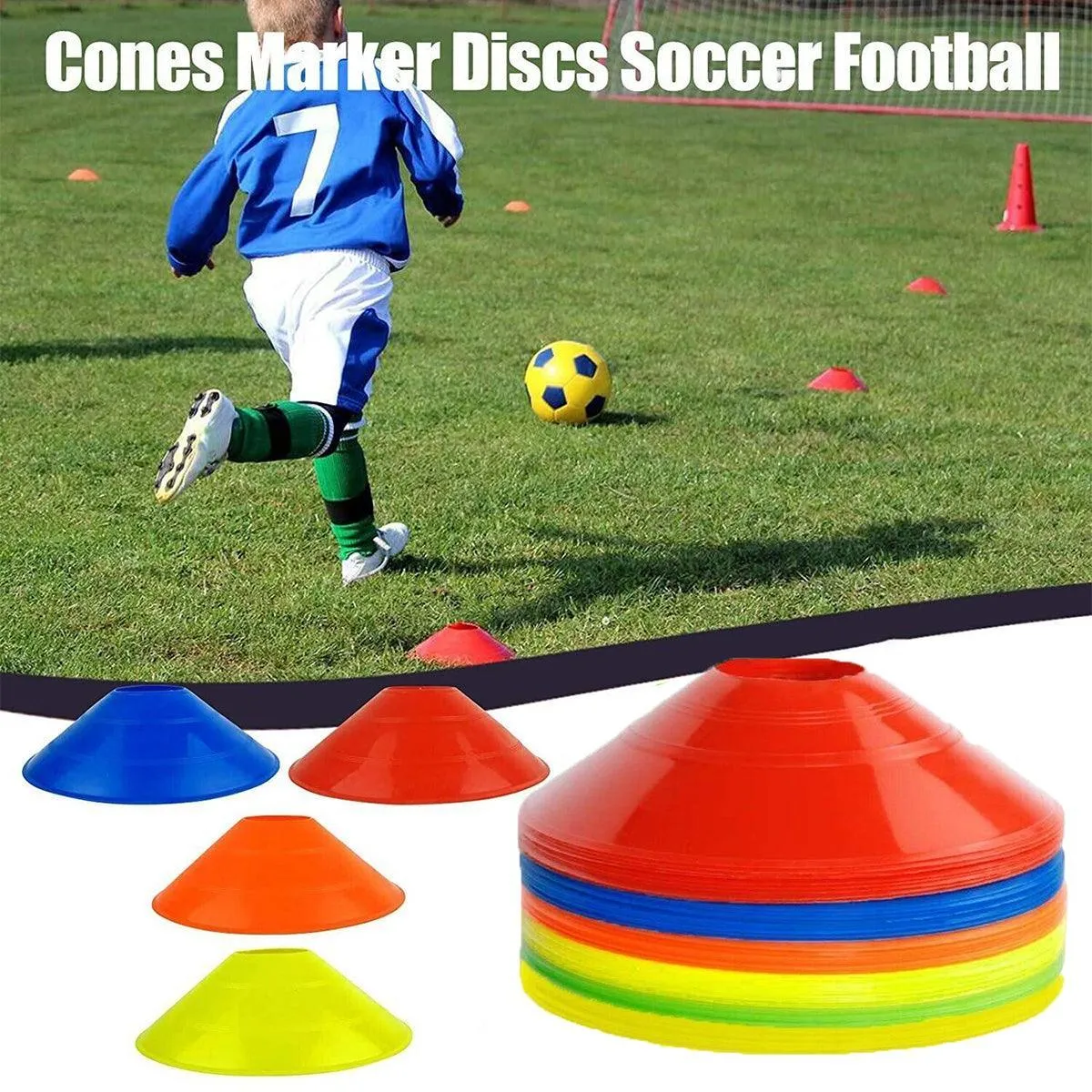 60 Pack Sports Training Discs Markers Cones Soccer Rugby Fitness Exercise