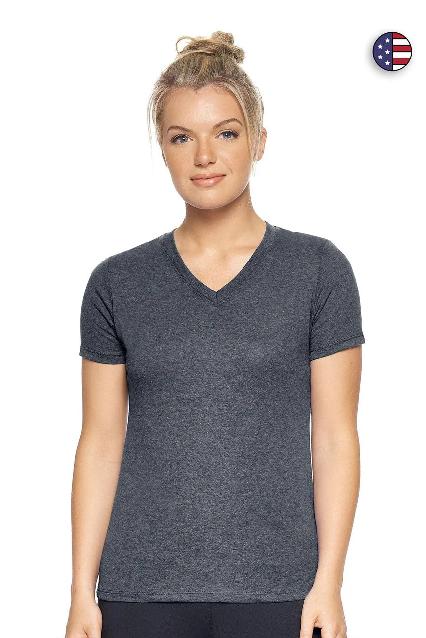 AA202 Performance Heather V-Neck Tee
