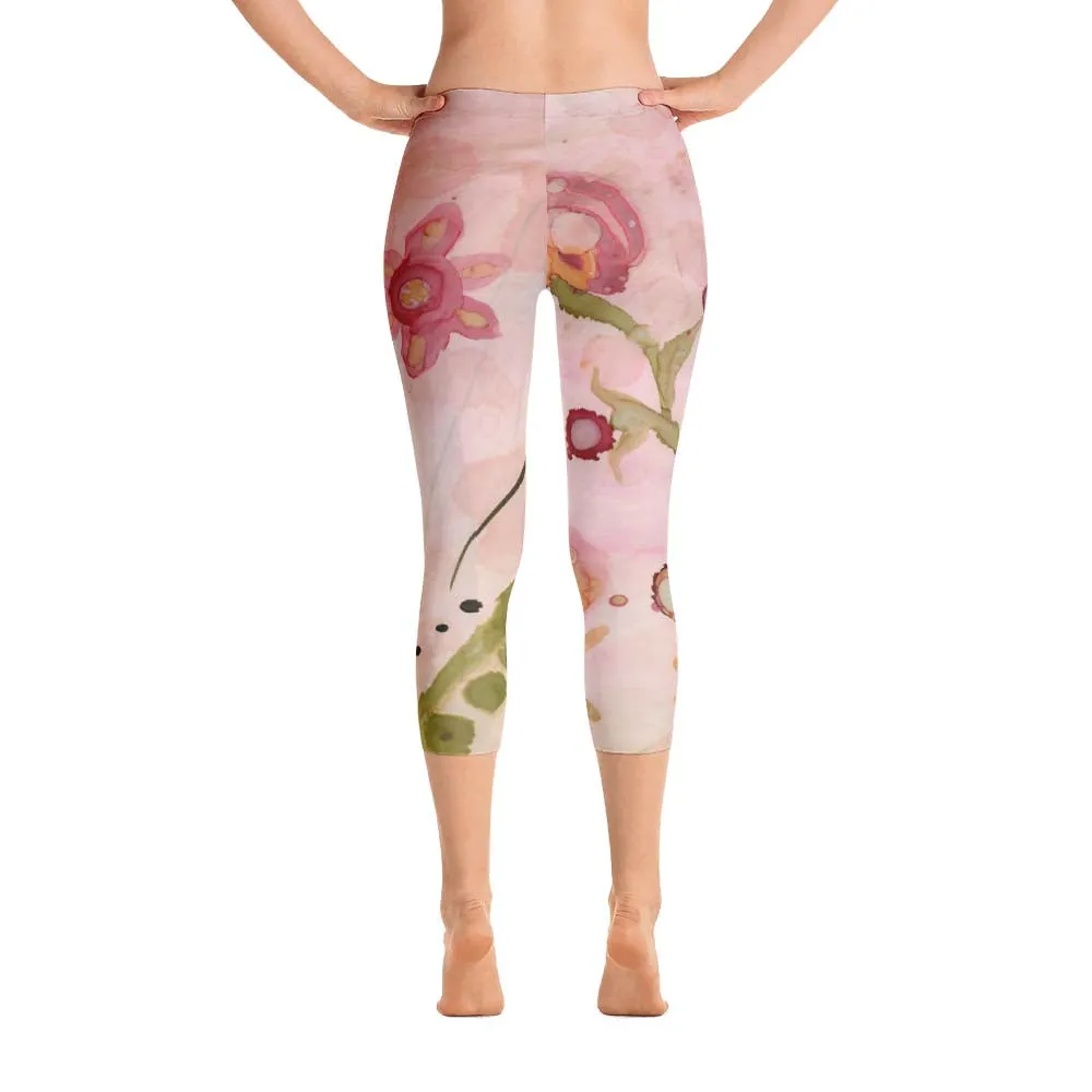 Abstract Capri leggings, Workout Pants 'Kali Floral'
