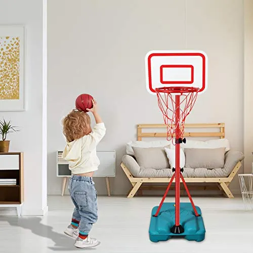 Adjustable Kids Basketball Hoop Stand - Indoor/Outdoor Mini Hoop Goal for Boys Girls ToddlersAdjustable Kids Basketball Hoop Stand