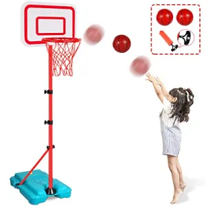 Adjustable Kids Basketball Hoop Stand - Indoor/Outdoor Mini Hoop Goal for Boys Girls ToddlersAdjustable Kids Basketball Hoop Stand