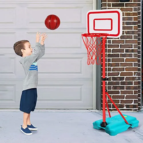 Adjustable Kids Basketball Hoop Stand - Indoor/Outdoor Mini Hoop Goal for Boys Girls ToddlersAdjustable Kids Basketball Hoop Stand