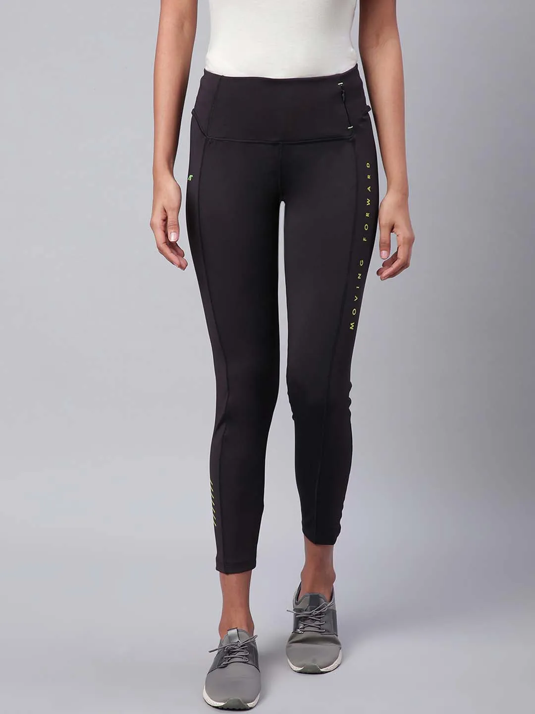 Alcis Women Black Solid Training Tights