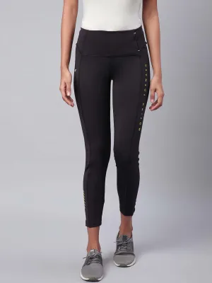 Alcis Women Black Solid Training Tights