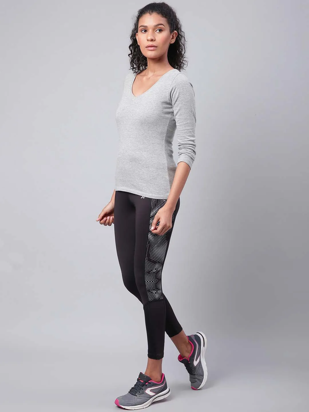 Alcis Women Black Solid Training Tights