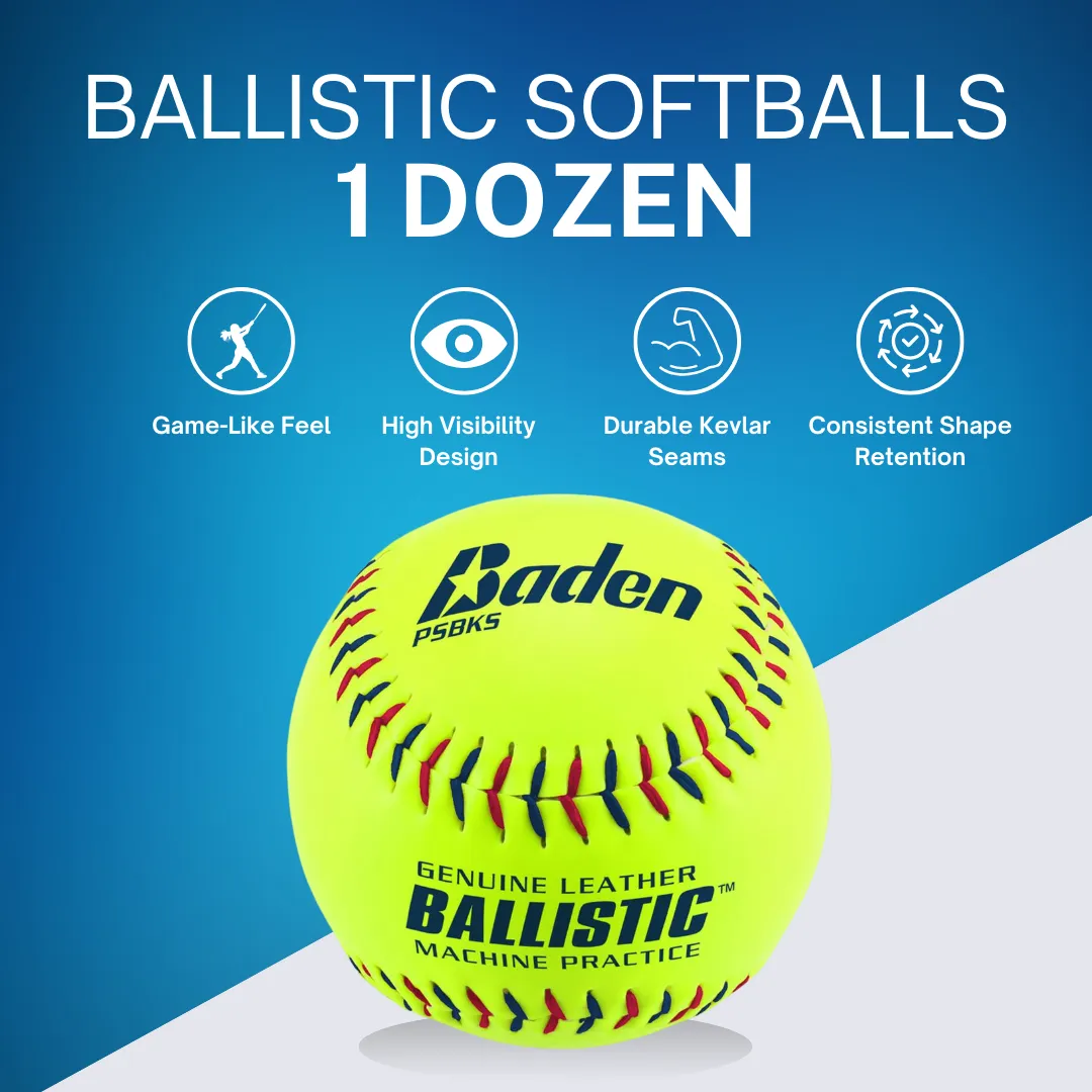 Ballistic Pitching Machine Softballs - 1 Dozen