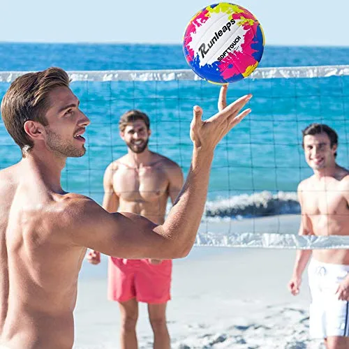 Beach Volleyball Official Size 5 - Runleaps Soft Waterproof Volleyball Sand Sports PU Ball for Indoor, Outdoor, Pool, Gym, Training