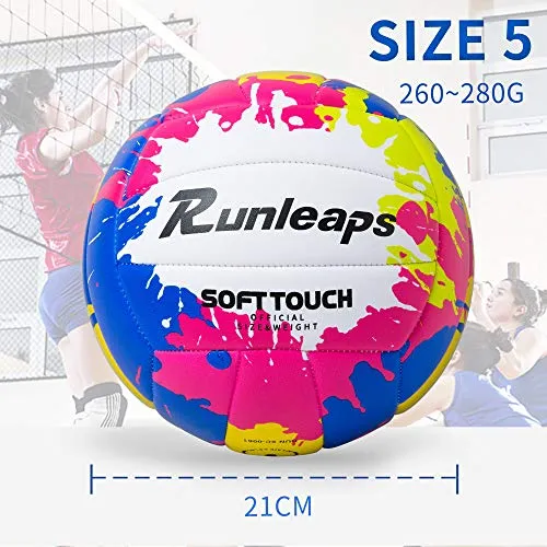 Beach Volleyball Official Size 5 - Runleaps Soft Waterproof Volleyball Sand Sports PU Ball for Indoor, Outdoor, Pool, Gym, Training