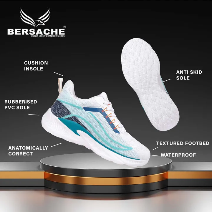 Bersache Premium Sports Gym Trending Stylish Running Shoes For Men 8011-White