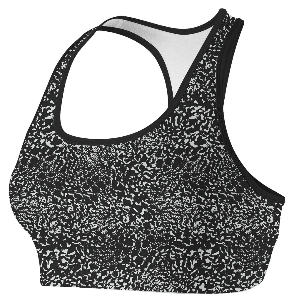 Black leopard Grain Compression Sports Bra
