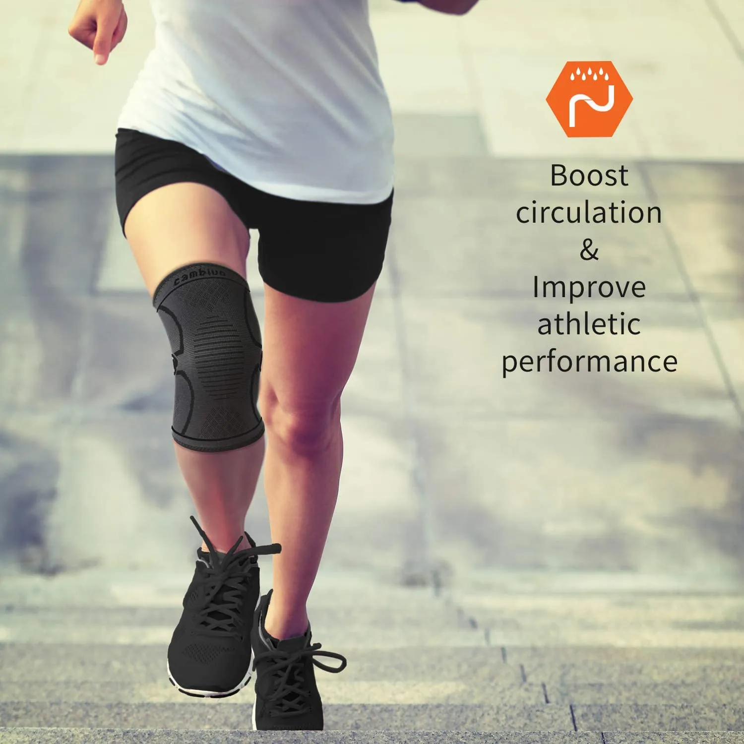 Cambivo Knee Brace Support(2 Pack), Knee Compression Sleeve for Running, Hiking, Basketball, Soccer, Tennis, Relieving Joint Discomfort and Muscle Fatigue, Size Large