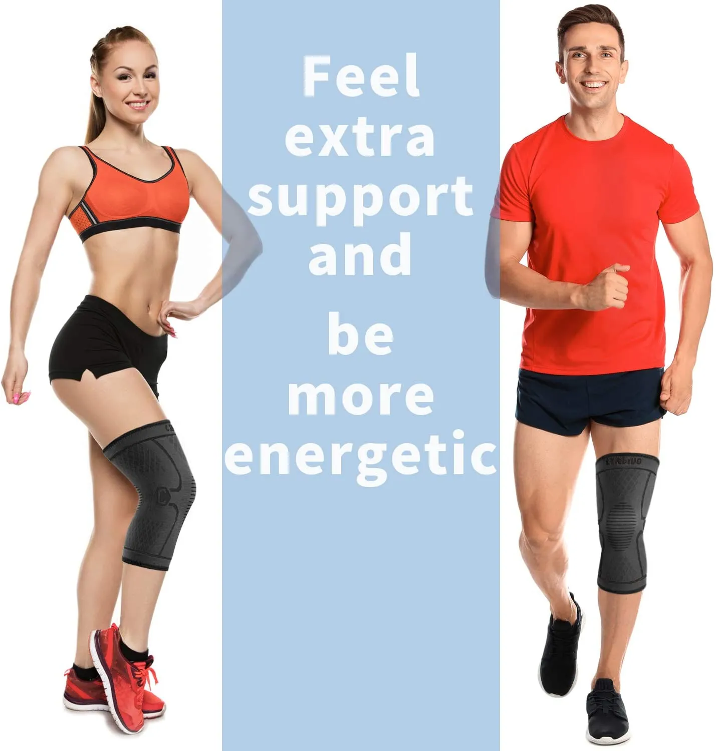 Cambivo Knee Brace Support(2 Pack), Knee Compression Sleeve for Running, Hiking, Basketball, Soccer, Tennis, Relieving Joint Discomfort and Muscle Fatigue, Size Large