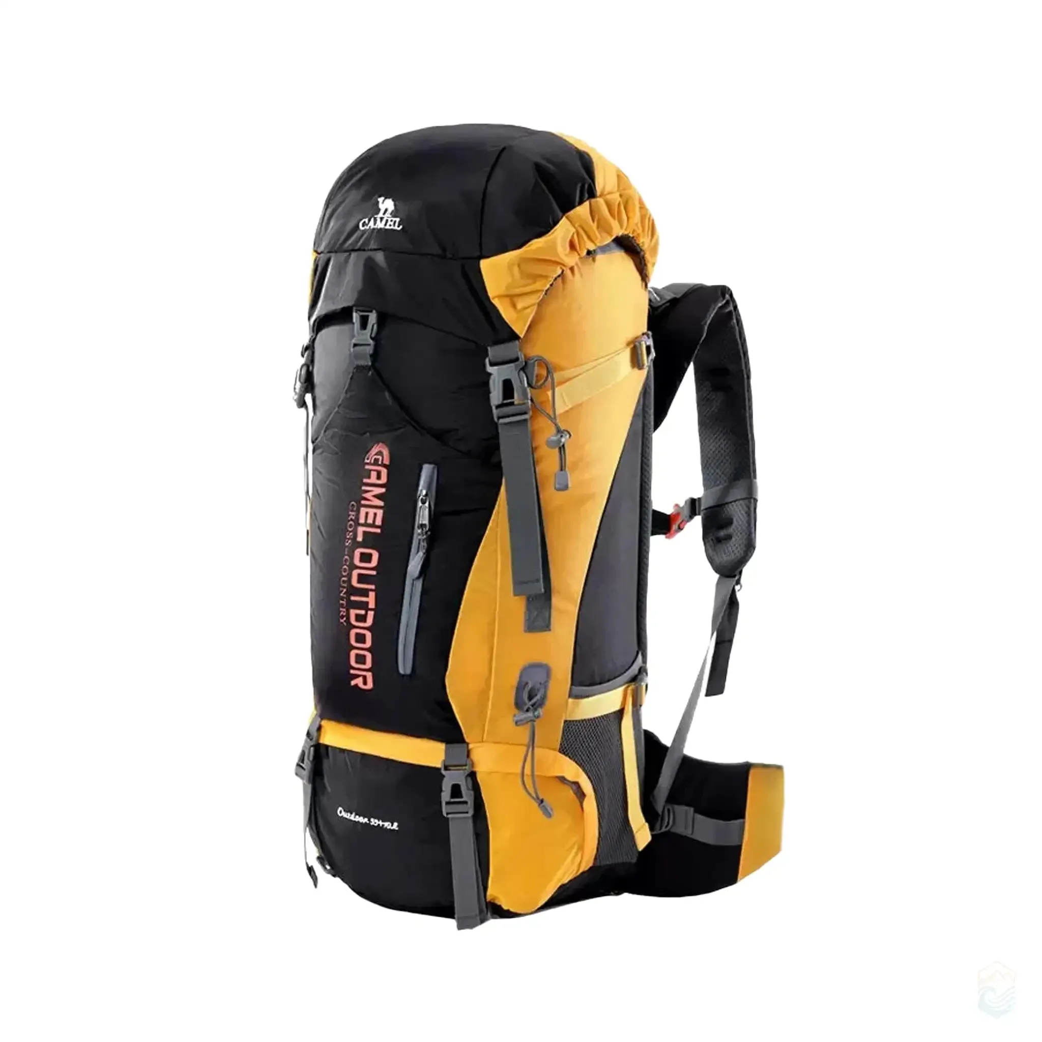 Camel 65L Waterproof Hiking Backpack Large Capacity Outdoor Bag for Camping and Extended Trips