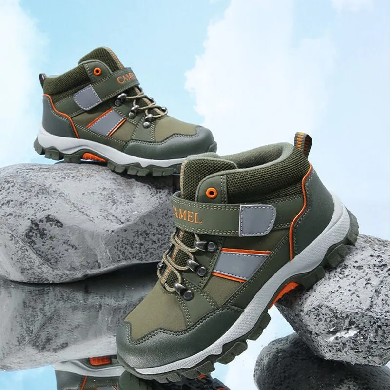 Children's golden hiking shoes autumn and winter sports cotton shoes new non-slip shoes