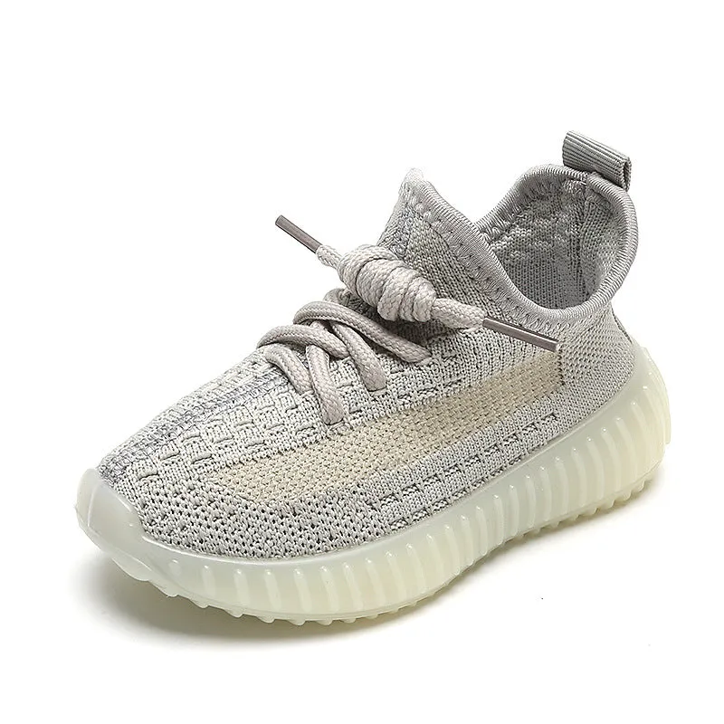 Children's Woven Mesh College Style Solid Bottom Kid's Sneakers