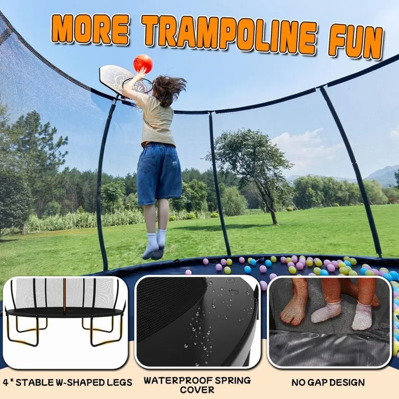 Classic Outdoor Trampoline with Basketball Hoop