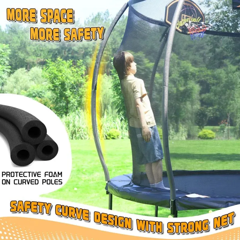 Classic Outdoor Trampoline with Basketball Hoop