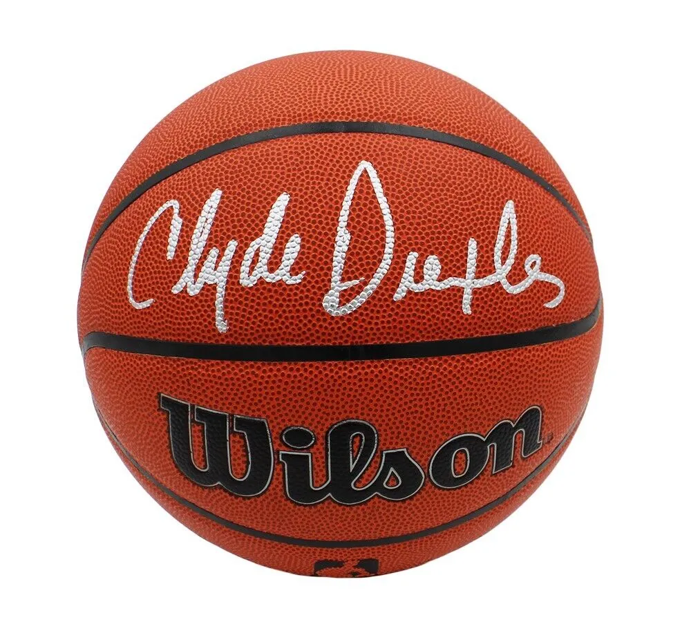 Clyde Drexler Signed Portland Trail Blazers Wilson Indoor/Outdoor NBA Basketball