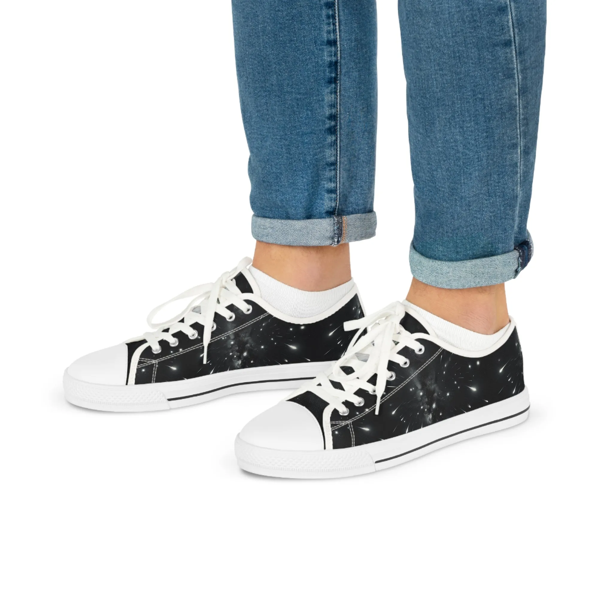 Cosmic Print Men's Low Top Sneakers - Trendy Casual Footwear for Space Lovers