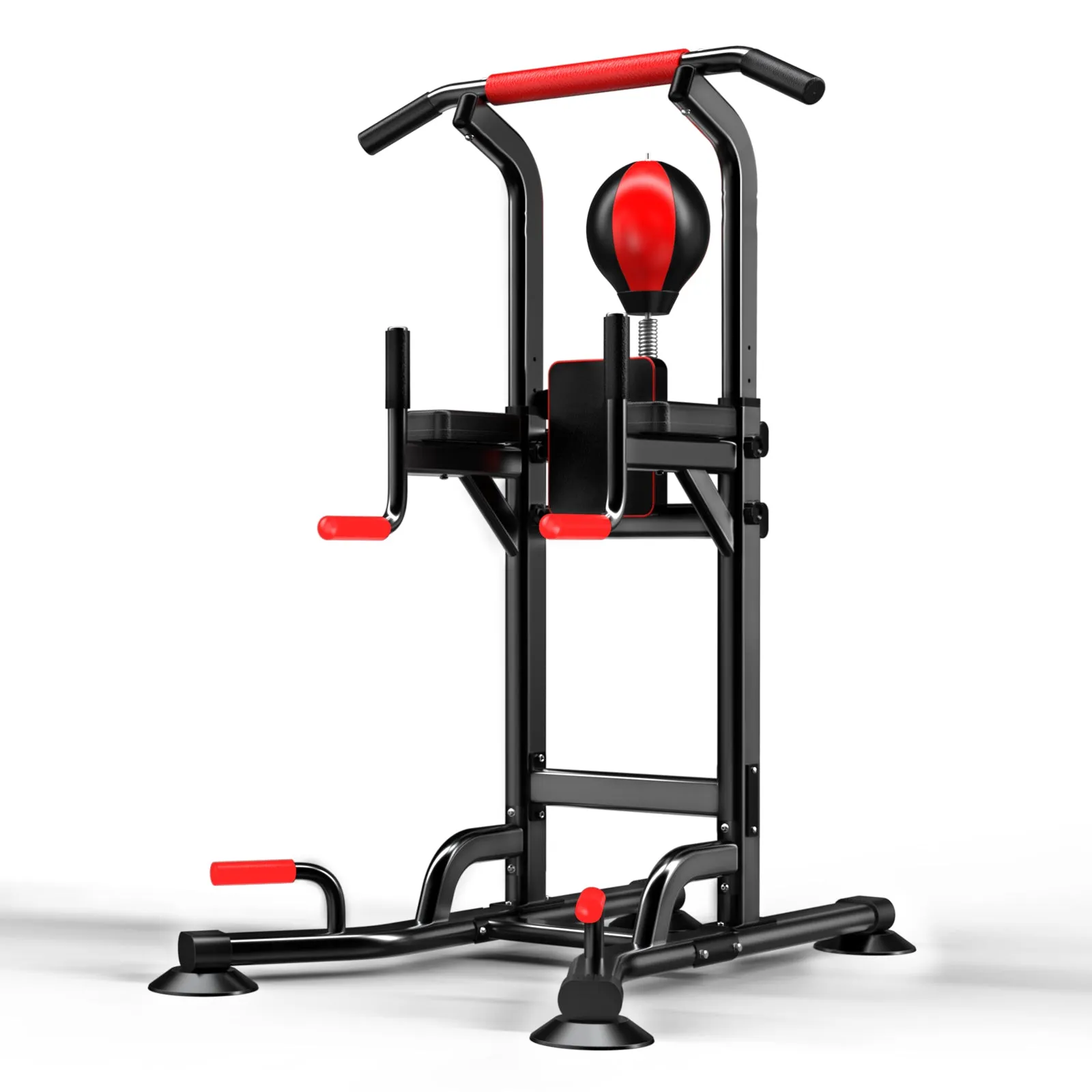 Dip Station Pull Up Bar Strength Training w/ Speed Punching Bag Boxing Ball