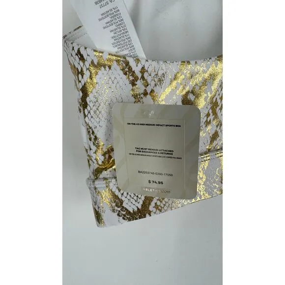 Fabletics On The Go Medium Impact Sports Bra Womens Large Copper Foil Snake New