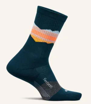 Feetures Trail Mini Crew Sock -Blue Ridge Navy -Medium