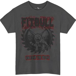 Fitbull Unleash The Beast Fitbull Heavy Cotton T-Shirt Sports Garment Bodybuilding Apparell Gym Gear Crossfit Training Clothing Workout Clothes Dark Heather