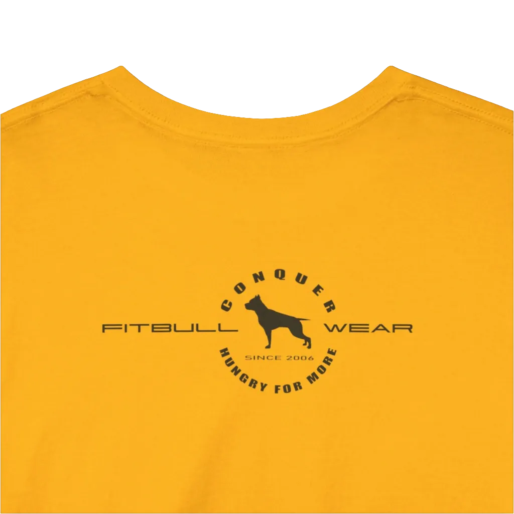Fitbull Unleash The Beast Heavy Cotton T-Shirt Sports Garment Bodybuilding Apparell Gym Gear Crossfit Training Clothing Workout Clothes  Gold Black