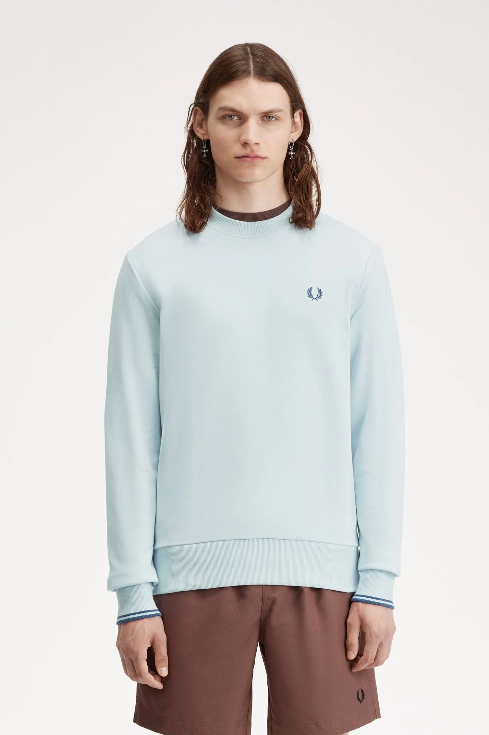 Fred Perry Crewneck Sweatshirt Light Ice/Midnight Navy