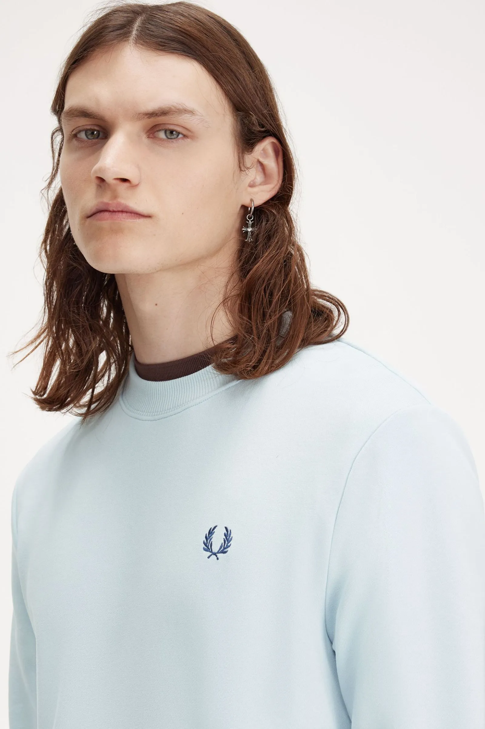 Fred Perry Crewneck Sweatshirt Light Ice/Midnight Navy