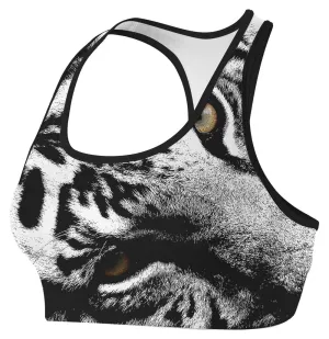 Full Printed Black White Tiger BJJ CLASSIC SPORTS BRA