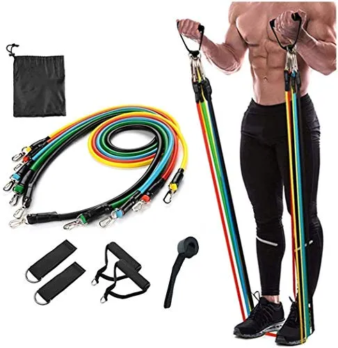 Fulminare Resistance Bands Set for Exercise, Stretching, and Workout Toning Tube Kit with Foam Handles, Door Anchor, Ankle Strap, and Carrying Bag for Men, Women (Resistance Band*)
