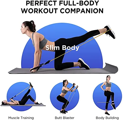 Fulminare Resistance Bands Set for Exercise, Stretching, and Workout Toning Tube Kit with Foam Handles, Door Anchor, Ankle Strap, and Carrying Bag for Men, Women (Resistance Band*)