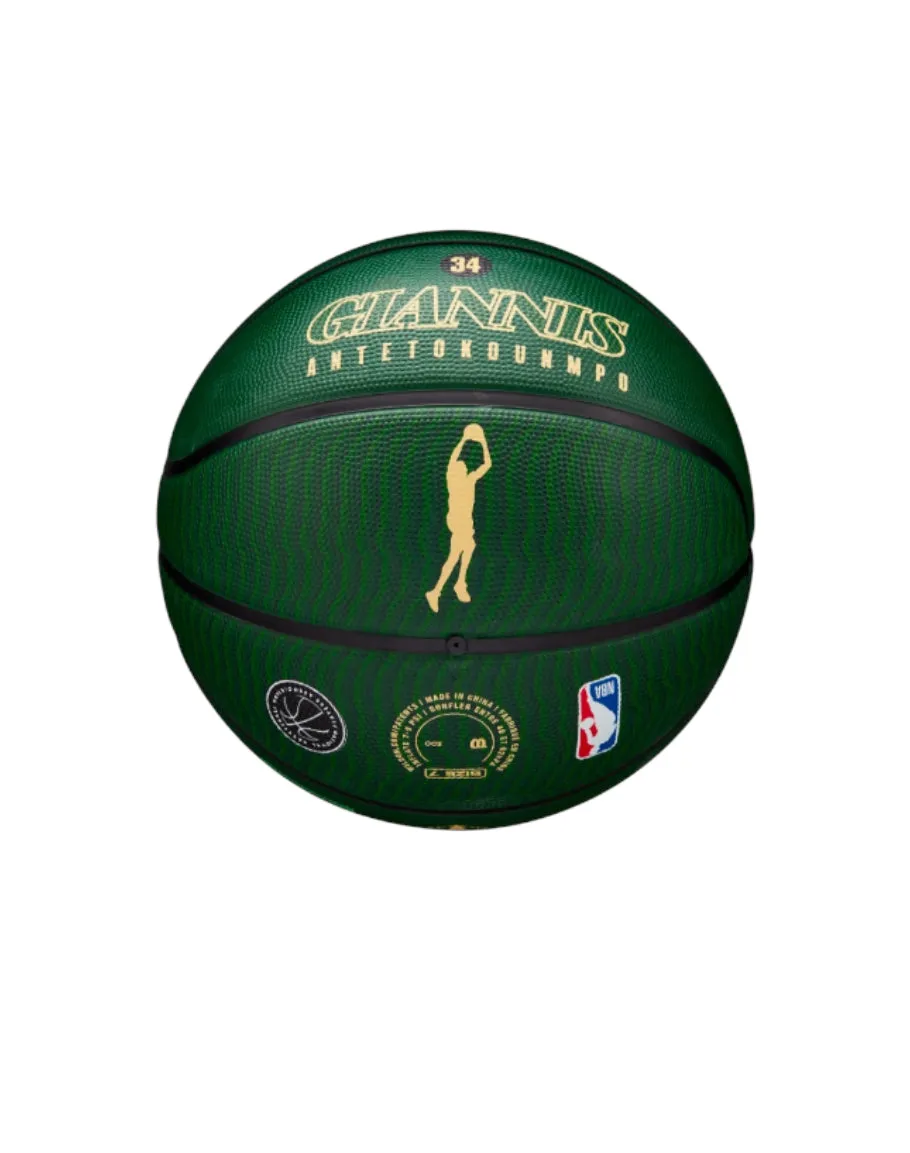 Giannis Antetokounmpo Milwaukee Bucks Wilson Player Icon Size 7 NBA Basketball