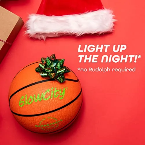 GlowCity LED Light-Up Basketball – Size 6, 28.5-inch, Official Size Women’s Basketball, Good for Pre-Teens Too – Impact Activated Glow-in-The-Dark, Nylon Wound Durability, Batteries Included
