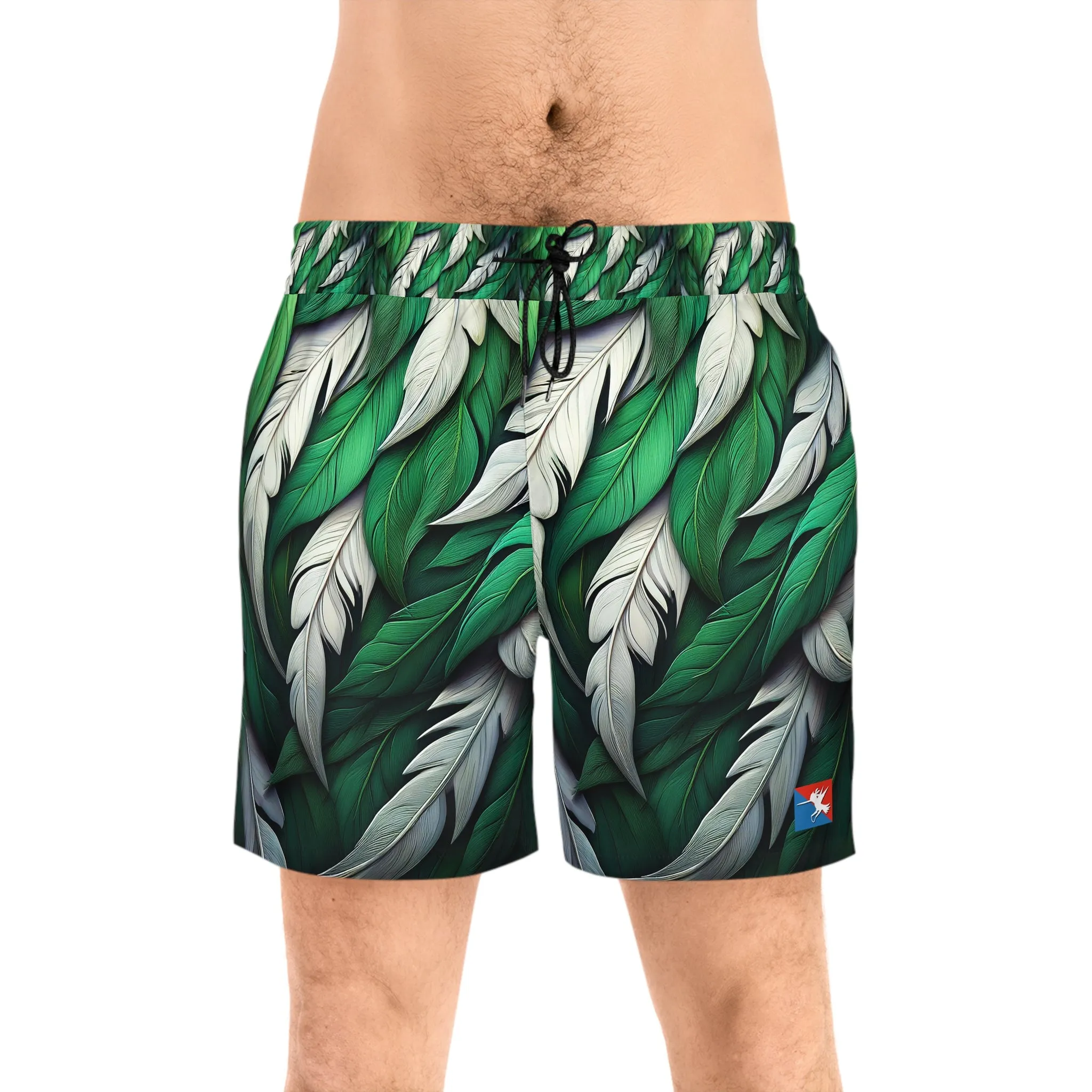 Green White Feathers Multi-Sport Shorts