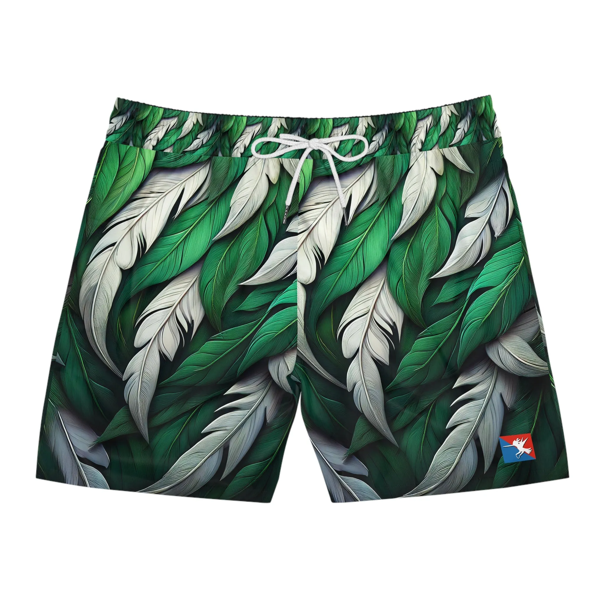 Green White Feathers Multi-Sport Shorts