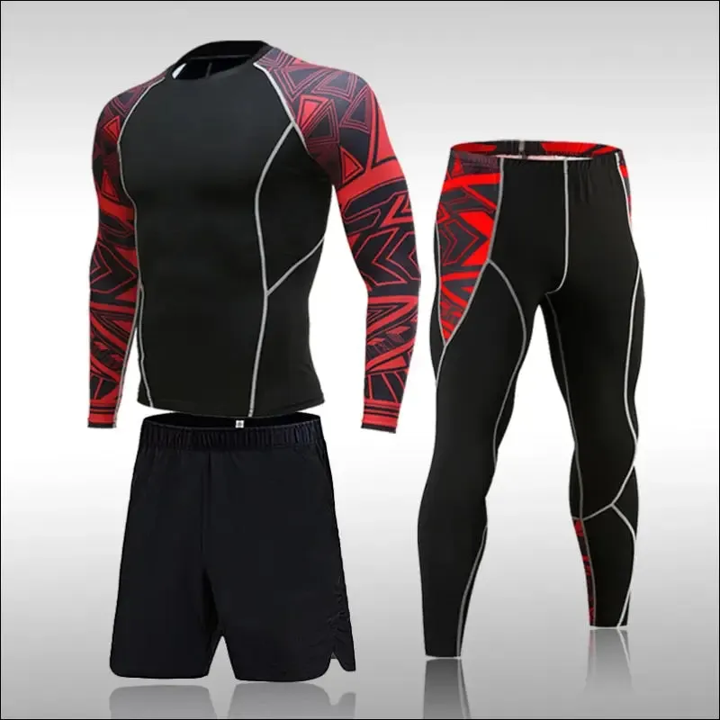 Gym new men compression set running tights workout fitness training tracksuit long sleeves shirts