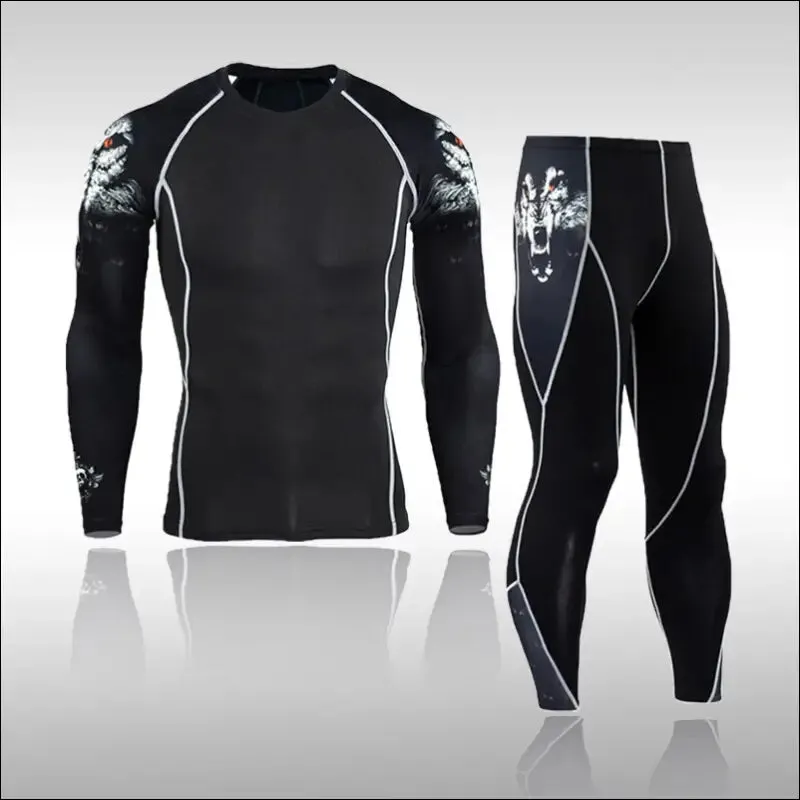 Gym new men compression set running tights workout fitness training tracksuit long sleeves shirts