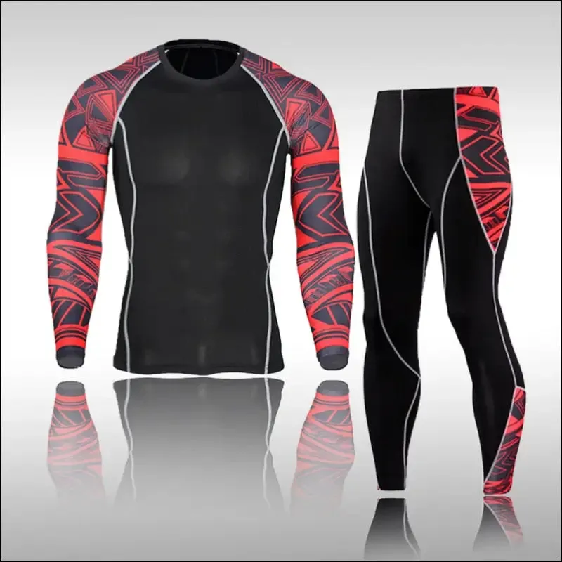 Gym new men compression set running tights workout fitness training tracksuit long sleeves shirts