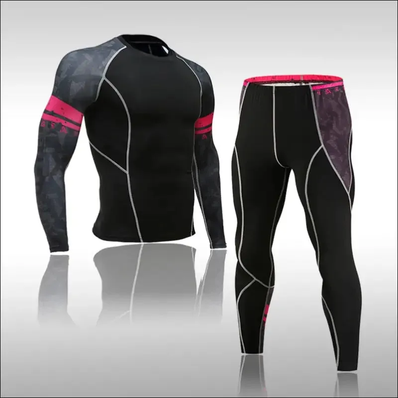 Gym new men compression set running tights workout fitness training tracksuit long sleeves shirts