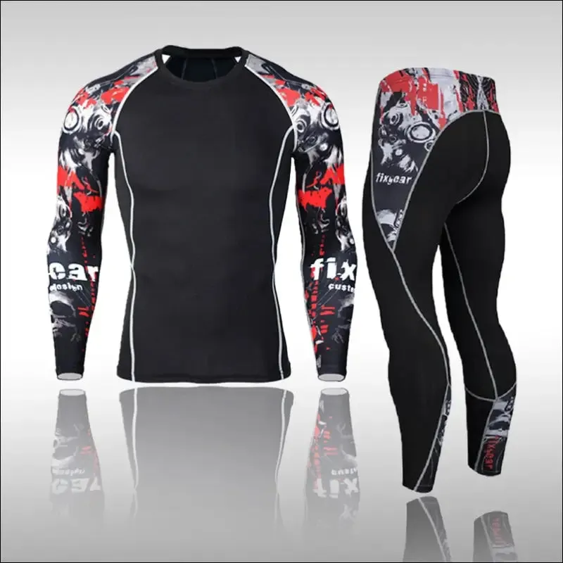 Gym new men compression set running tights workout fitness training tracksuit long sleeves shirts