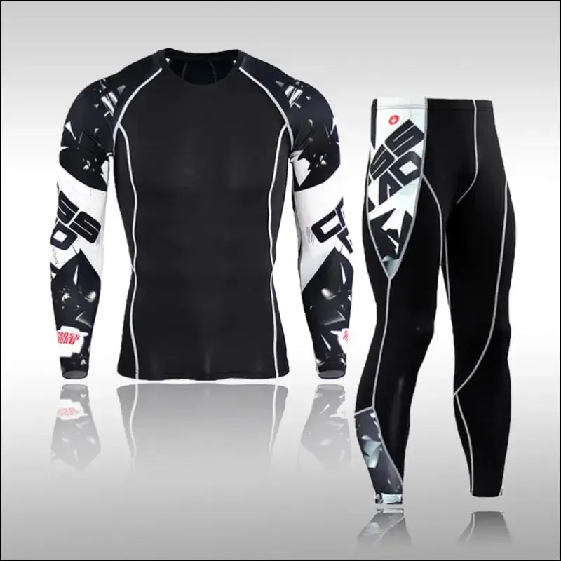 Gym new men compression set running tights workout fitness training tracksuit long sleeves shirts