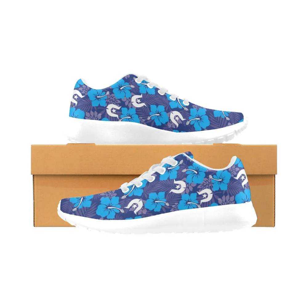 Hibiscus flowers with White Dhari (Royal blue) on Kid's Sneakers